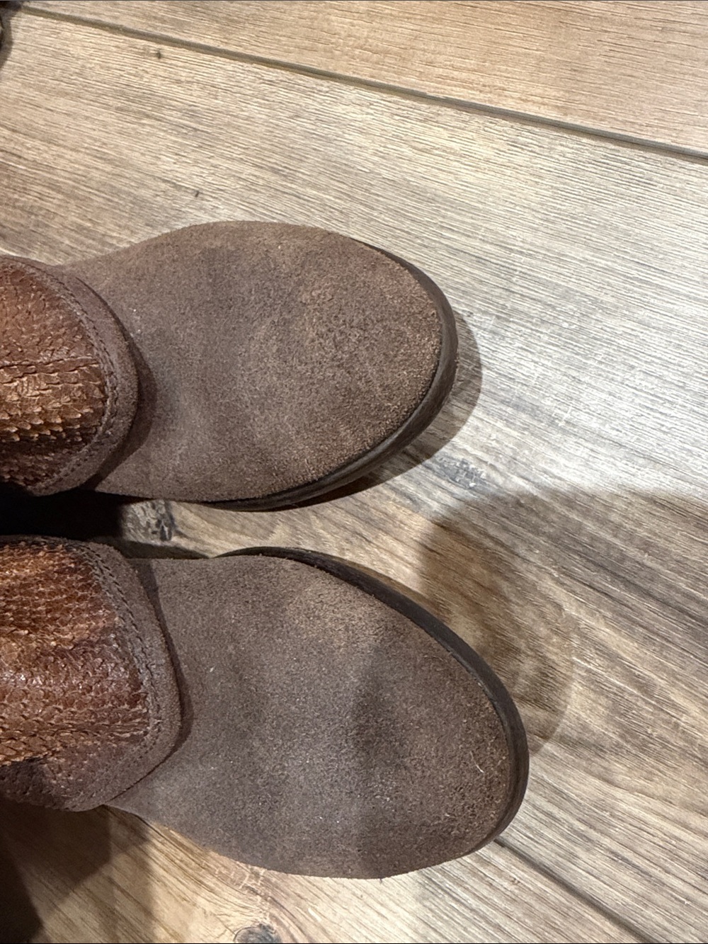 Donald J. Pliner Textured Brown Leather Knee Boots with Side Zips - Picture 7 of 12